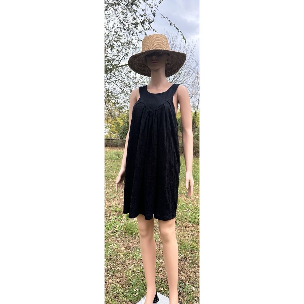 Soho Apparel Black Basic Cotton Flowy Boho Lined Sheath Sleeveless Dress Large